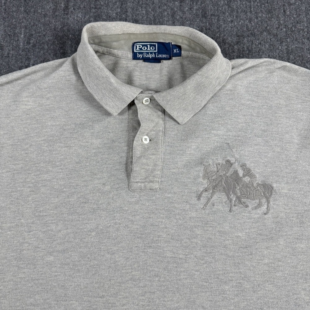 Polo Ralph Lauren Men's XL Big Pony Polo Shirt Gray #3 Patch Embroidered Cotton